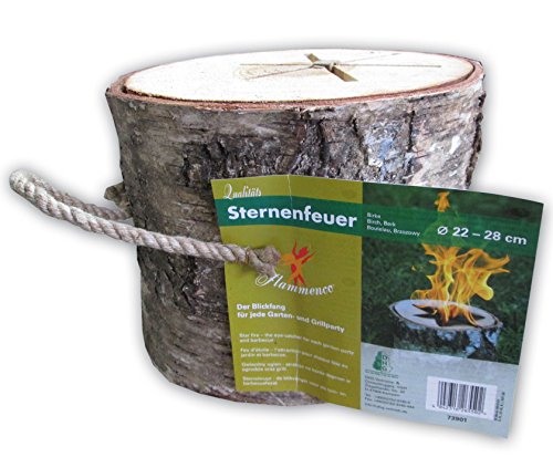 Flammenco 73901 Sternenfeuer Schwedenfeuer aus Birkenholz Höhe ca. 21 cm - Ø 22-28cm - Der Blickfang für jede Garten- und Grillparty - TOP QUALITÄT!