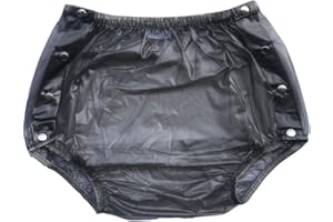 Haian Pantalones de plástico a presión para adultos (grandes, negro transparente)