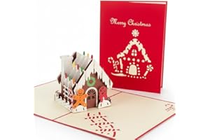 DEVINE TRADING PRODUCTS Premium 3D Pop Up Christmas Card with Cute Gingerbread House – Luxury Merry Christmas Greeting Card with Envelope – Festive Holiday Greeting Card for Family, Friends, Kids, Secret Santa