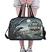 Produktbild Halloween Geisterhaus Gespenstischer Friedhof Benutzerdefinierte Große Gym Totes Fitness Handtaschen Reise Seesäcke mit Schultergurt Schuhbeutel für die Übung Sport Gepäck für Mädchen Frauen Frauen