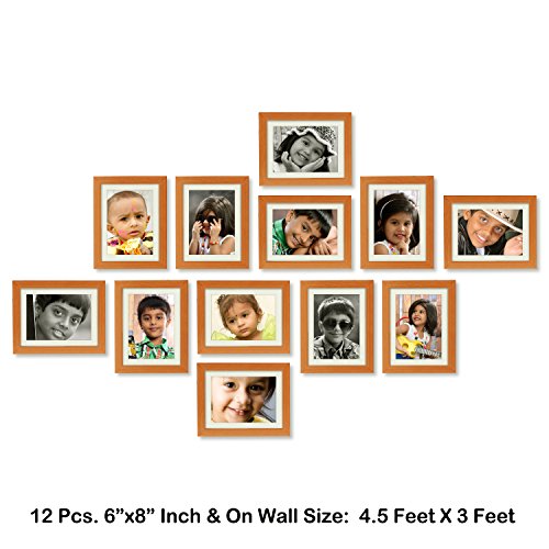 Ajanta Royal Classic Set of 12 Individual Photo Frames (12-6x8 inch) : A-29D (Pine Wood Colour)