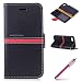 Produktbild iPhone 7 Hülle, iPhone 7 Lederhülle, Hpory iPhone 7 PU Leder Tasche Einfacher Stil Einfarbig Ledertasche Handyhülle Schutzhülle Brieftasche Wallet Case Flip Cover Hüllen Folio Handytasche Etui mit Magnetic Clip Standfunktion Kredit Kartenfächer für Apple iPhone 7 + 1 x Hpory Stylus