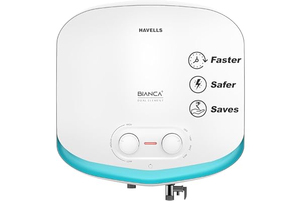 Havells All New Bianca+ 25L 5 Star 3-in-1 Convertible Storage Water Heater(Geyser) Dual Element 33% Fast Heating Shock Safe Plug 7 Year Tank & 5 Year element Warranty Free Installation & Flexi pipe