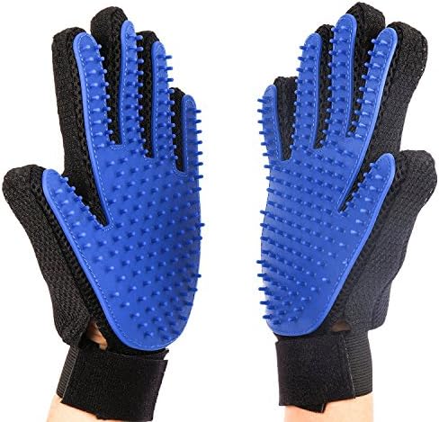 PROREZULT GROOMING GLOVE 2 GLOVES FOR DOG OR CAT - RIGHT AND LEFT HAND SUPPLIED. A Gentle & Efficient Pet Hair Removal Grooming Mitten Tool, Kinder than a Rake, Comb or Brush.