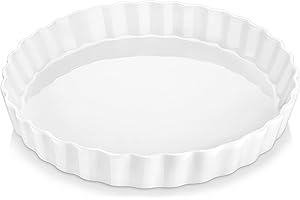 LOVECASA Stampo per Quiche per Torta 27cm Teglia da Forno in Porcellana Torta per Pane Lasagna Pizza Teglia Rotonda, Capacità: 1200ml