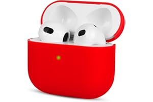 Mocarheri Custodia in Silicone Compatibile con AirPods 3, Ultra Sottile in Premium Silicone per Airpods 3 Custodia Cover Custodia protettiva in silicone antiurto, LED Frontale Visibile, Rosso