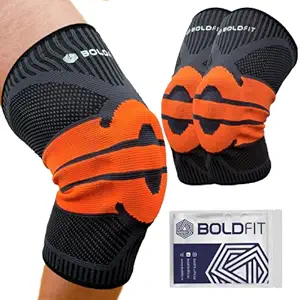 Boldfit Knee Support with Silicone Pad Ring for Patella Support Knee Sleeve Silicone Pad Gels for Joint Pain Relief, Running, Recovery Knee Cap With Compression Pads for Men and Women -1 Pair Small