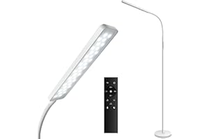 BBHome Lampadaire LED Dimmable 10W, Lampe de Lecture avec 4 Températures de Couleur avec Gradation en Continu, Commande Tactile et Télécommande, Minuterie 1H, Lampadaire pour Salon, Chambre, Blanc