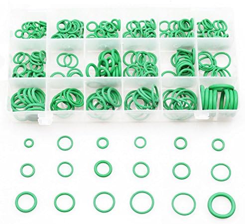 Pingranso 18 Sizes Green Rubber O-Ring Assortment Kit for Insulation Gasket Washer Seals Air Conditioning Car Auto Vehicle Repair (270 Pcs)