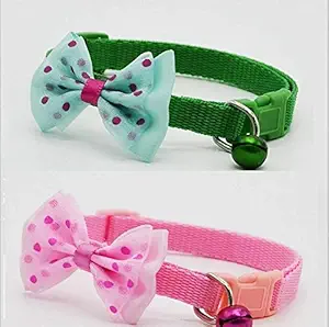 RvPaws Adjustable Reflective Nylon Cat Safety Collar with for Cat Dog Bell Kitten ( Pack of 2 ) Color May Vary