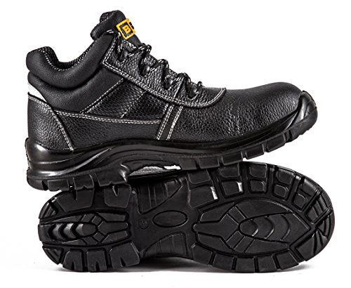 Männer Leder Sicherheitsstiefel wasserdicht S3 Stahlkappe Arbeitsschuhe knöchelhoch 1007 Black Hammer - 9