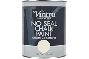 VINTRO PAINT Vintro | No Seal Chalk Paint | Cream | Interior & Exterior Use | Furniture | Walls | Wood | Metal | 1 Litre (Ermine)