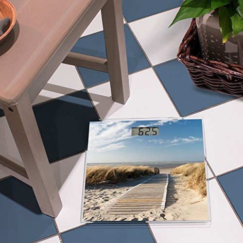 banjado – Personenwaage digitale Körperwaage 30cm x 30cm aus Glas mit Motiv Dünen - 2
