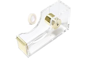Hibucuo Klebebandspender, Transparent Acrylic Klebebändabroller, Clear Klebeband-Spender, Tape Schneider, Tape Cutter Desktop Schreibwaren, Rutschfest, Einfache Handhabung