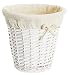 Cream round waste paper wicker bin basket with lining