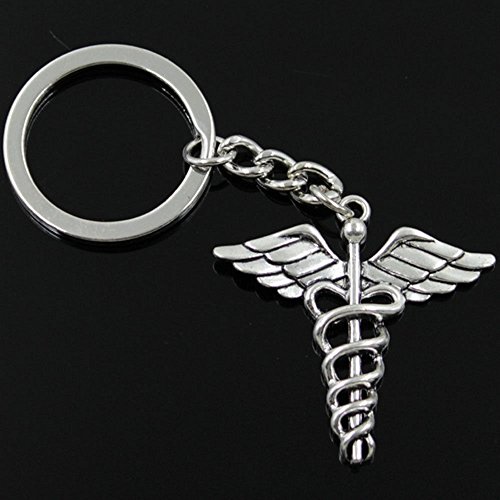 Preisvergleich Produktbild Schlüsselanhänger Schlüsselkette Tür Schlüssel Heroldstab Symbol Arzt Apotheke Anhänger
