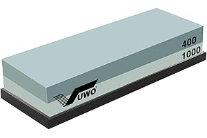 vuwo Knife Sharpening Stone Kit- Professional Knife Sharpener Dual Sided 400&1000 Grit Wet Stone Set with Non-Slip Rubber Base Whetstone for Kitchen