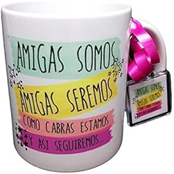Taza Y Llavero Frase Amigas Somos, Amigas seremos, como Cabras Estamos y así seguiremos Regalo Amistad.Regalo para Amiga.