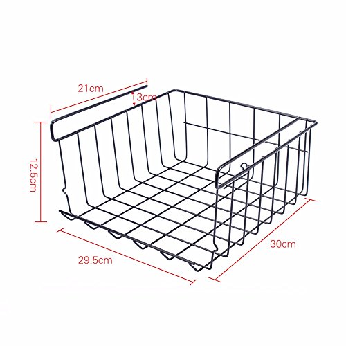 Generic Silver color : High quality 30*29.5*12.5cm Wire Under Cabinet Shelf Wire Hanging Basket Shelves Lightweight Metal Organizer Rack silver color
