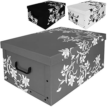 Aufbewahrungsbox 45L mit Deckel Flowers 3er Set Pappe