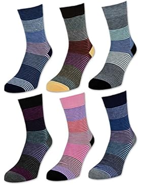 6 oder 12 Paar Damensocken Baumwolle Ringel Damen Socken Geringelt - E-808 - sockenkauf24