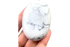 crystalmiracle White Howlite Gemstone Oval Palm Stone Crystal Healing Wellness Energy Meditation Pocket Stone Gift Reiki Feng Shui Chakra Bilanciamento per unisex, Bianco, 2,25 Pollici Circa.
