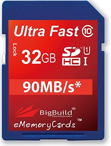 eMemoryCards 32GB Ultra Fast 90MB/s Class 10 SD SDHC Memory Card for Canon Cinema EOS C100 Mark II Camcorder