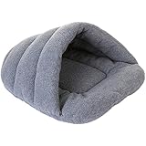 Hikong Klappbar Hund Katzen Kuschelhöhle Hundehöhle Katzenbett Hundehaus Hundehütt Schlafplatz Schlafsack Baumwolle(Grau,XL)