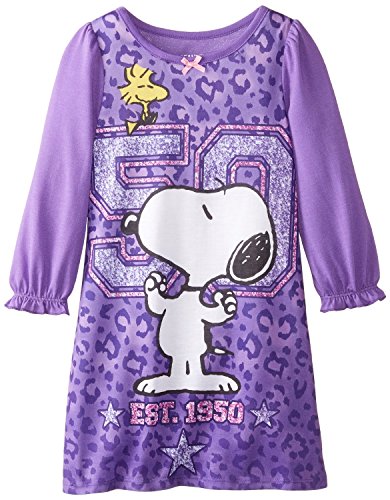 Peanuts Snoopy "Leopard Print" Toddler Girls Nightgown Sizes 2T-4T -  Purple - 