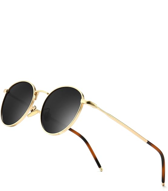 Runde Vintage Polarisierte Sonnenbrille Klassische Retro Metallrahmen Sonnenbrille Rundschreiben für Frauen Männer-SGT059