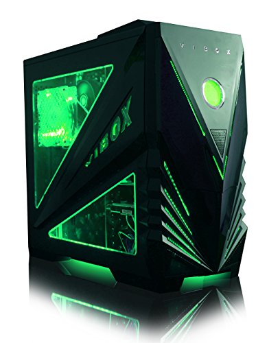 VIBOX Nuclear Komplett-PC Paket 9 Gaming PC – 4,2GHz AMD 8-Core Prozessor, RX 460 GPU, leistungsfähig, Desktop Gamer Computer mit Spielgutschein, 22″ HD Monitor, Tastatur & Mouse Set (DE QWERTZ), Windows 10, Grün Innenbeleuchtung, lebenslange Garantie* (3,3GHz (4,2GHz Turbo) Superschneller AMD FX 8300 Octa-Core Prozessor CPU, MSI AMD Radeon RX 460 2GB Grafikkarte, 16GB DDR3 1600MHz RAM, 2TB (2000GB) SATA III 7200rpm Festplatte, 85+ Netzteil, Vibox grünes Gaming Gehäuse, AM3+ Mainboard) - 9