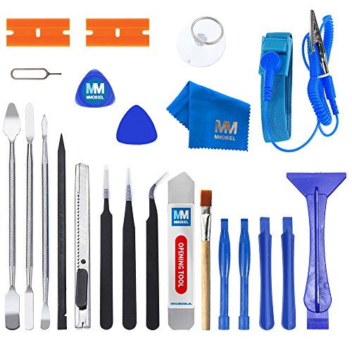 MMOBIEL Kit di apertura per la riparazione professionale 23 in 1 incl. Cinturino da polso per smartphone, computer, dispositivi elettronici e altre riparazione di dispositivi multimediali
