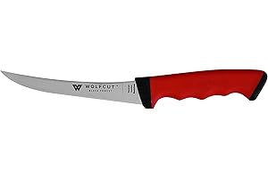 Wolfcut Coltello da disossamento curvo, 13 cm, impugnatura morbida antiscivolo, qualità professionale per macellai, macellai e macellai