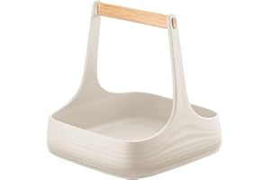 Guzzini - Tierra, ALL TOGETHER, Organizzatore da Tavola in Plastica Riciclata e Legno - Bianco Latte, 22x22xh22,5 cm - 179300156