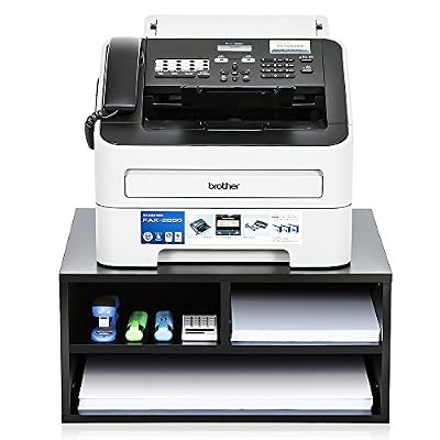 Fitueyes Support avec Multi-Rangement pour Impritante avec 2 Etagères en Bois Noir DO204701WB