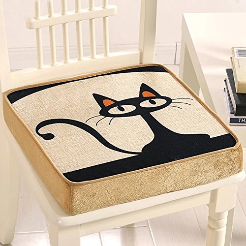 Gabriera Dekorative Memory Foam, Sitz Polster eckig Stuhl Sitzkissen, Rückenpolster für Home Office fahren Reisen (45.7 x 45.7 cm, thickness-8 cm) Black Cat