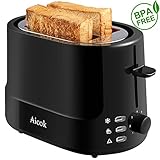 Aicok Tostadora 2 Rebanadas, 7 Funciones Ajustables, 800 W, Ranuras Ancho, Negro