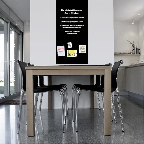 Magnet Tafel l selbstklebende Folie 100x50 magnetisch - schwarz - inkl. Kreide und 10 Neodym-Magnete I Flüssigkreide-Stift nutzbar I Memotafel I Magnettafel