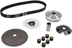 2EXTREME Kit variador GY6 50cc 4T – incluye polea, correa, rodillos, ventilador – compatible con Baotian, Rex, Benzhou, Flex-Tech, Explorer ATU – motor 10” – 669x18x30