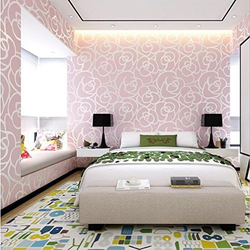 Non Woven Stereo Rose Wallpapers Rural Style 3D Decorative Wall Stickers Vintage Luxury Pink Wallpaper Roll for Bedroom 0.53*10m