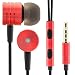 Produktbild Saxonia Kopfhörer In-Ear Stereo Headset Ohrhörer mit Mikrofon Nylon Kabel | 3,5mm Klinkenstecker (Klinke) Rot