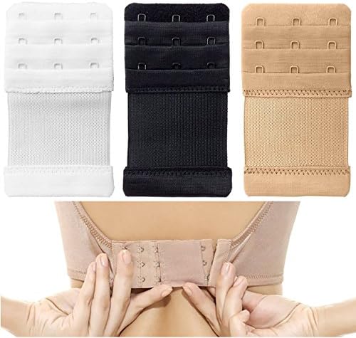 Cimary 3pcs Women''s Elastic Bra Lingerie Extenders 3-Hooks 3 Rows extension Straps In Different Colors