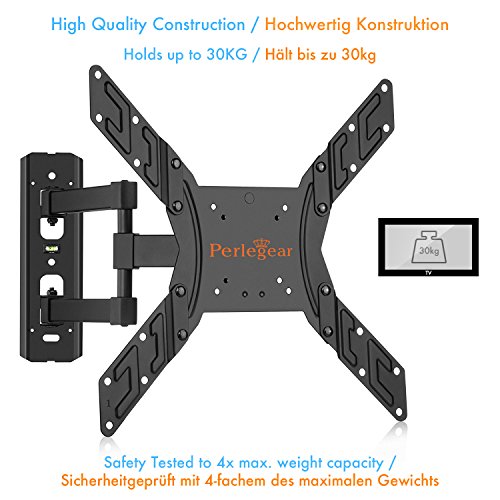 TV Wandhalterung mit voll beweglichem Gelenk-Arm, ausfahrbar und schwenkbar, für 23-55″ LED, LCD, OLED, Plasma, Flachbild TVs VESA 400 x 400mm 16″, Gratis HDMI Kabel & Wasserwaage von Perlegear - 2