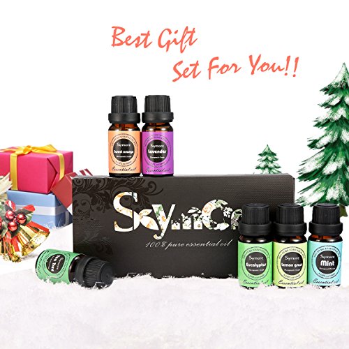 Skymore Ätherische Öle Set-6 verschiedene Duftrichtungen (Zitronengras, Lavendel, Teebaum, Eukalyptus, Orange, Minze)-Entspannung und Kurren-100% Pur Aromatherapie Öle in einem Geschenkset 6X10 ml - 5