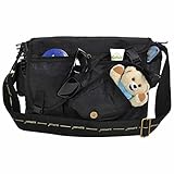Baby Wickeltasche ELEPHANT Umhängetasche inkl. Wickelmatte, Buggy Fixierung Karabiner, Windelbeutel, Thermo Iso Flaschentasche, Schnuller Etui – Farbe Schwarz - 4
