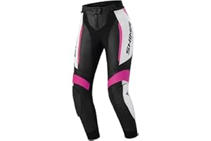 SHIMA Miura 2.0 Motorradhose - Leder, Damen, Sporthose mit Hüft- und Knieprotektoren, perforiertes Leder, elastische Einsätze, für 2-teilige Kombi (36, Rosa)