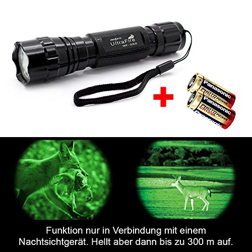 INFRAROT UltraFire Wf-501B Led Taschenlampe von LED-MARTIN (inkl. 2x CR123A Batterie), Aufheller-Effekt nur in Verbindung mit Nachtsichtgeräte