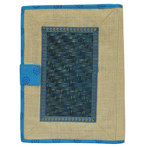Tribes India - Gujarati Tribal Handmade Blue '' Abstract '' Figured Satin Hand File Folder {Design : Handmade} [1TGASNRGJ00294_0]