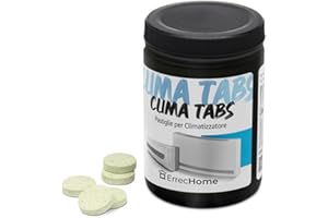 ErrecHome Clima Tabs, Pastiglie per il trattamento della vaschetta di raccolta condensa, evitano la formazione di alghe, mucillagini, limo, cattivo odore nel climatizzatore, 40 pastiglie da 8g.