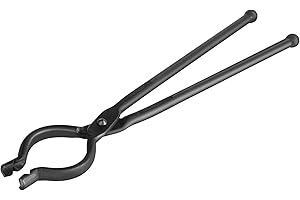 VEVOR Pinzas de Herrero de Acero al Carbono Pinzas de Forja Duraderas Forma de V 46 cm Mango Largo Buen Agarre Operación Segura Equipo de Herrería para Pernos Forjados en Forma de T y de Cabeza Ancha